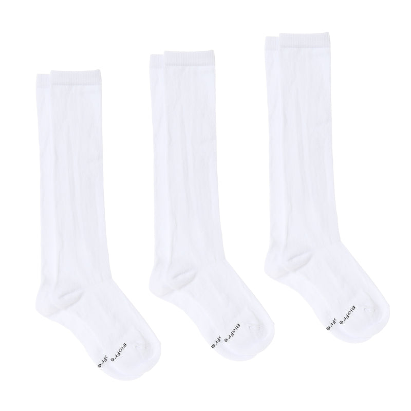 BioFresh Kids Size 4-7 Knee High Socks 3-Pair Set in White