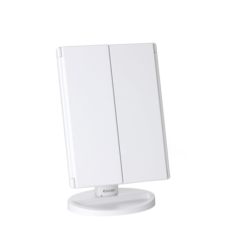 Tri-Fold White LED Mirror