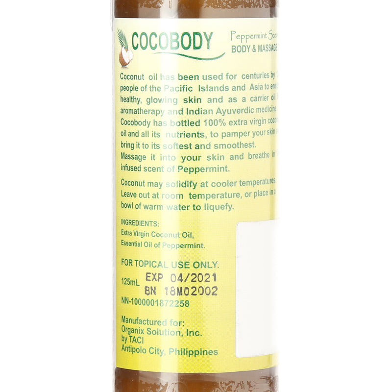 Cocobody Virgin Coconut Peppermint Scented Body and Massage Oil 125ml