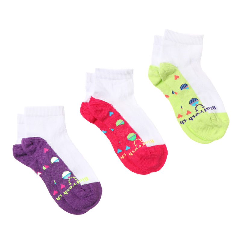 BioFresh Girls Casual Ankle Socks 3-Pair Set