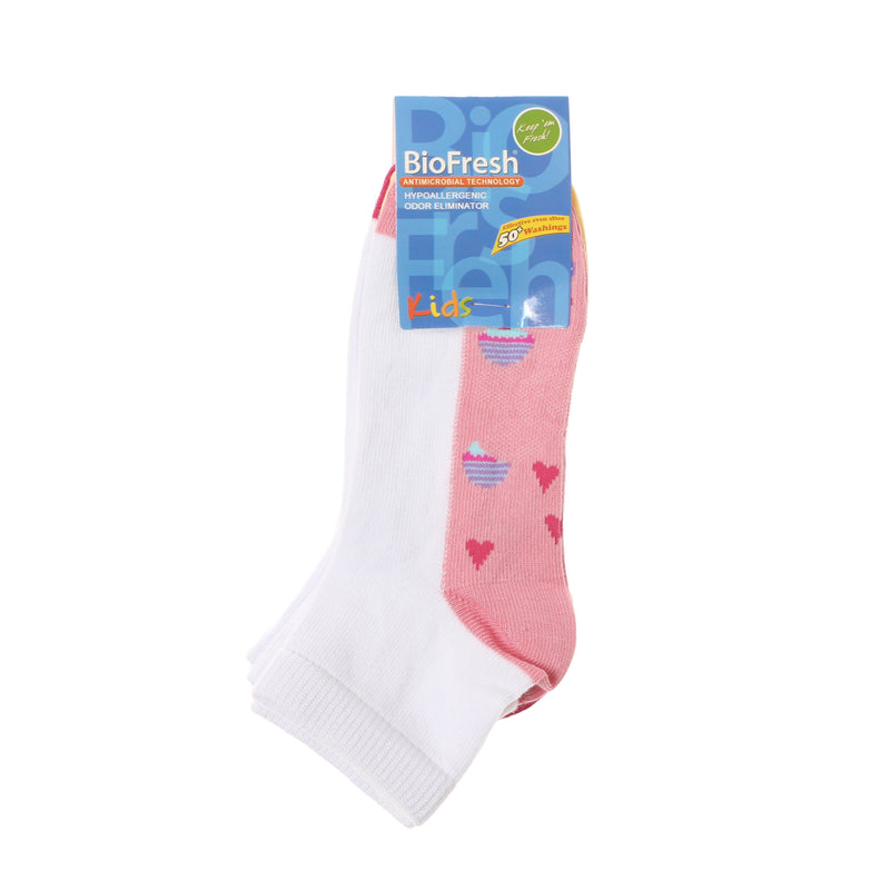 BioFresh Girls Casual Ankle 3-Pair Socks in White