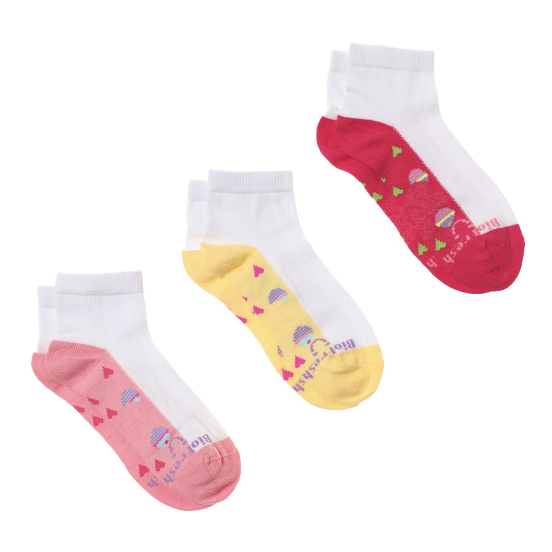 BioFresh Girls Casual Ankle 3-Pair Socks in White