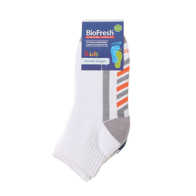 BioFresh Boys Size 4-7 Sports Ankle Socks 3-Pair Set