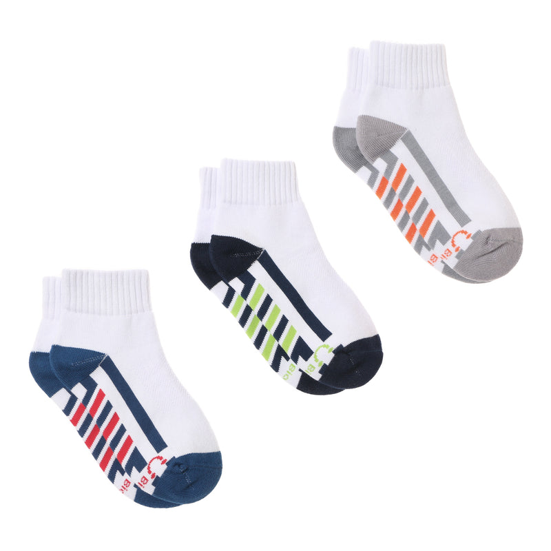 BioFresh Boys Size 4-7 Sports Ankle Socks 3-Pair Set