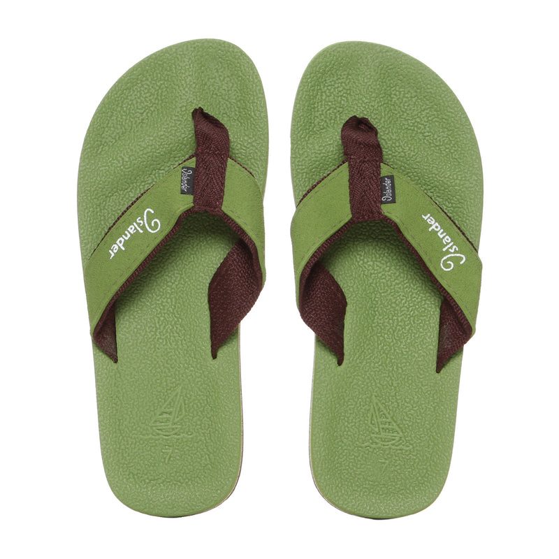 ISLANDER   THONGS     PLAIN   O.GRN BROWN REG 5 ISLANDER  THONGS PLAIN 1023 FLIP-FLOPS