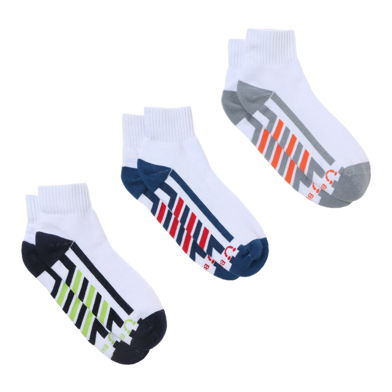 BioFresh Boys Size 9-12 Assorted Sports Ankle Socks 3-Pair Set