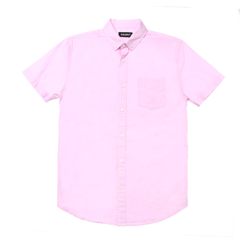 BALENODSHI/PINK/B-S/NODIM Baleno 12194585 Plain Oxford Short Sleeved Dress Shirts with one-left chest     pocket