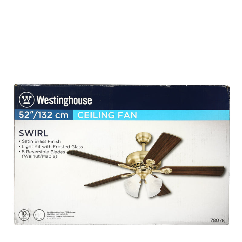 Westinghouse 52in./132cm Swirl Ceiling Fan (Light Maple/Walnut)