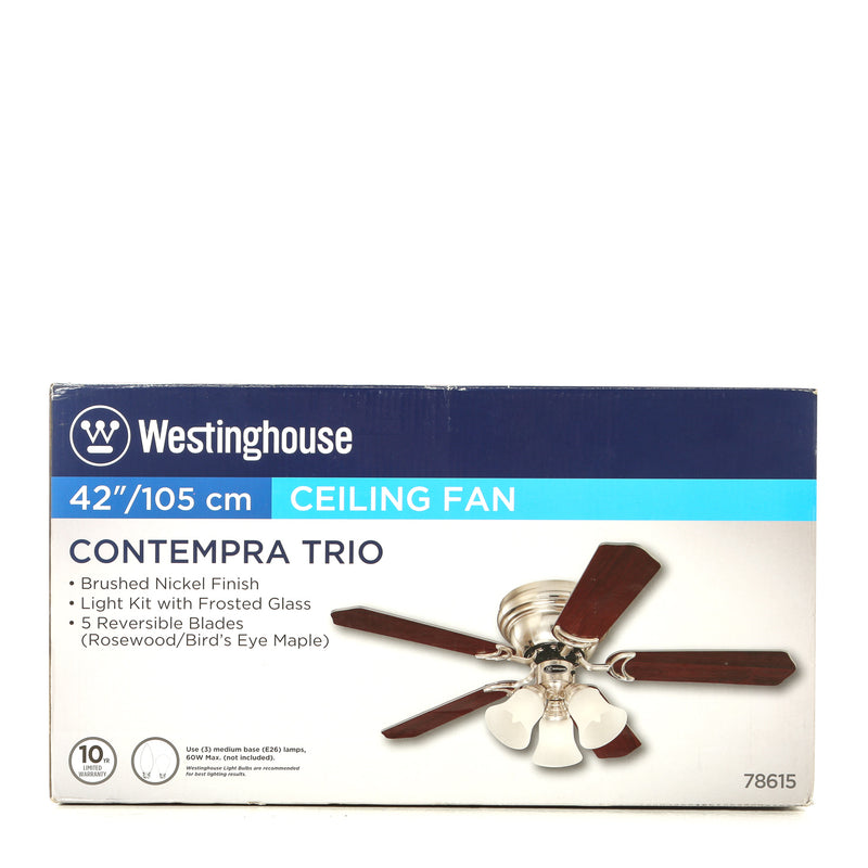 Westinghouse 42in./105cm Contempra Trio Ceiling Fan (Rosewood/Bird's Eye Maple)