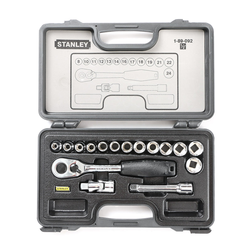 Stanley 16pc. 6-sided 1/2'in. Industry Socket Set