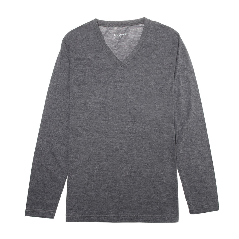 BALENOTSHI/GRAY/A-XS/NODIM Baleno 12440336 Plain Vneck Long Sleeves Tees