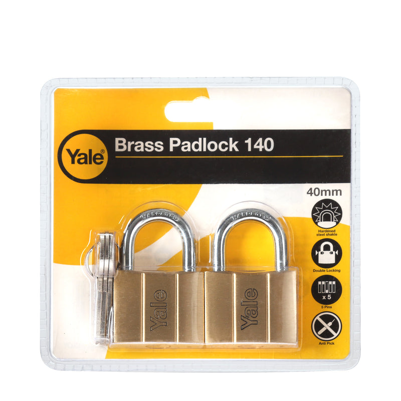 Yale 2-Pack Brass Padlock 40mm