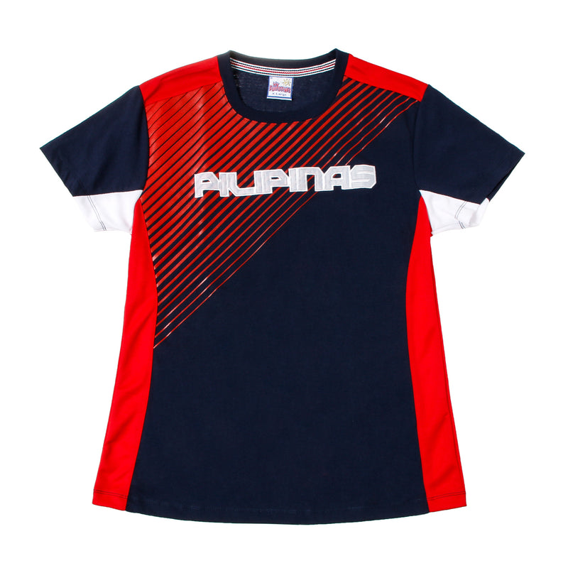 MY PHILIPPINES 2SPORTY LINES N BLUE M MY PHILIPPINES LADIES PILIPINAS SPORTS TEE IN NAVY BLUE