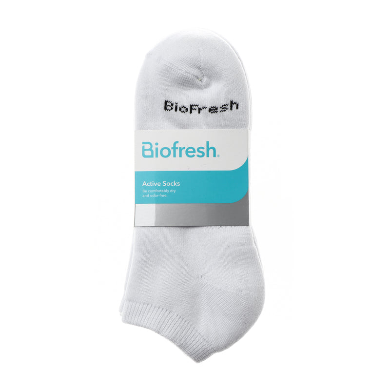 BioFresh Men's Active Sports Ankle Socks 3-Pair Set in White