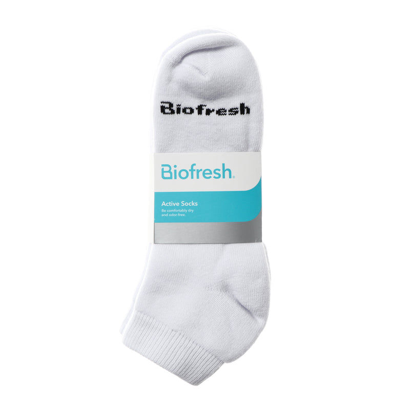 BioFresh Men's 3-Pair Set Sports Ankle Socks in White