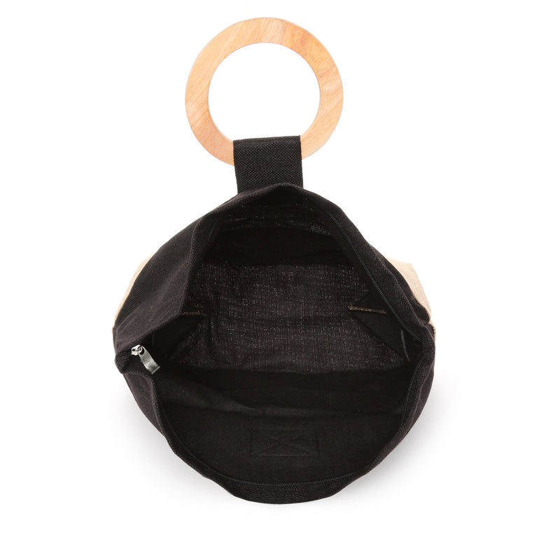 BAGPLAINCA/BLACK/NOSIZ/NODIM KULTURA CANVAS AND JUTE HAND BAG