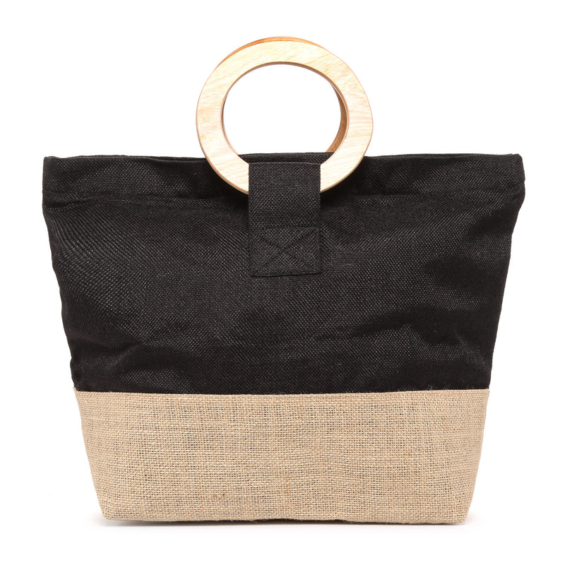 BAGPLAINCA/BLACK/NOSIZ/NODIM KULTURA CANVAS AND JUTE HAND BAG