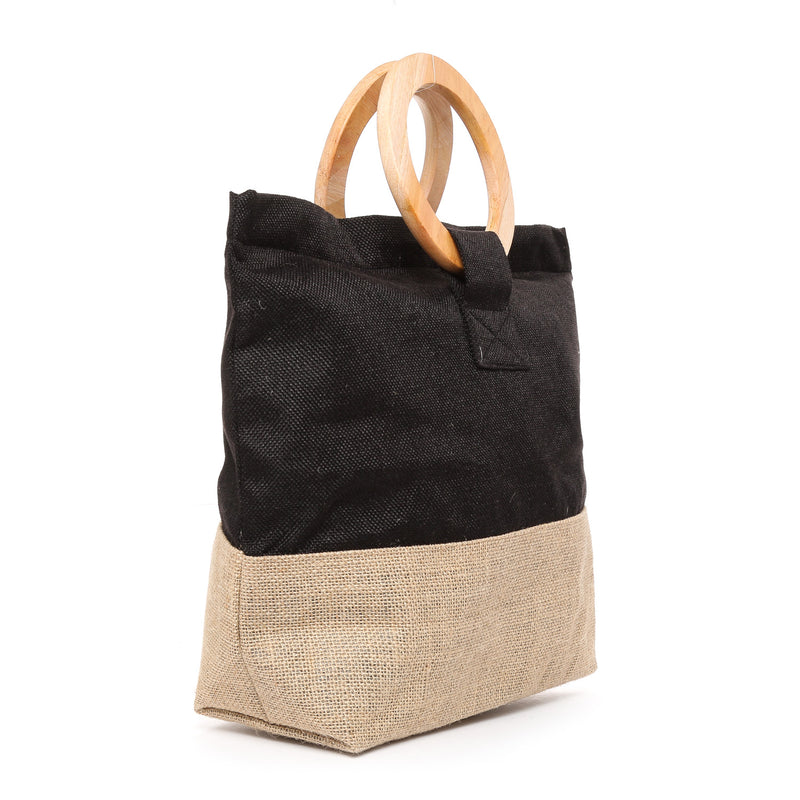 BAGPLAINCA/BLACK/NOSIZ/NODIM KULTURA CANVAS AND JUTE HAND BAG