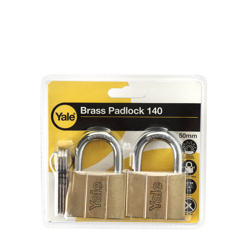 Yale 2Pcs. 50mm Solid Brass Padlock with 3Pcs. Key