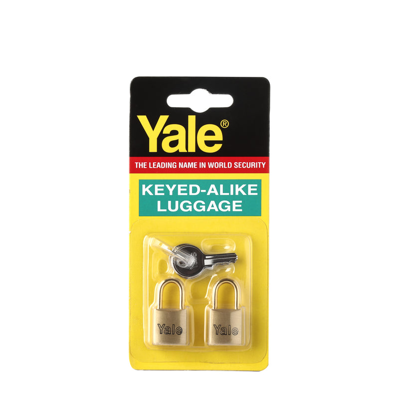 Yale 2Pcs. 15mm Solid Brass Travel Luggage Padlock with 3Pcs. Key