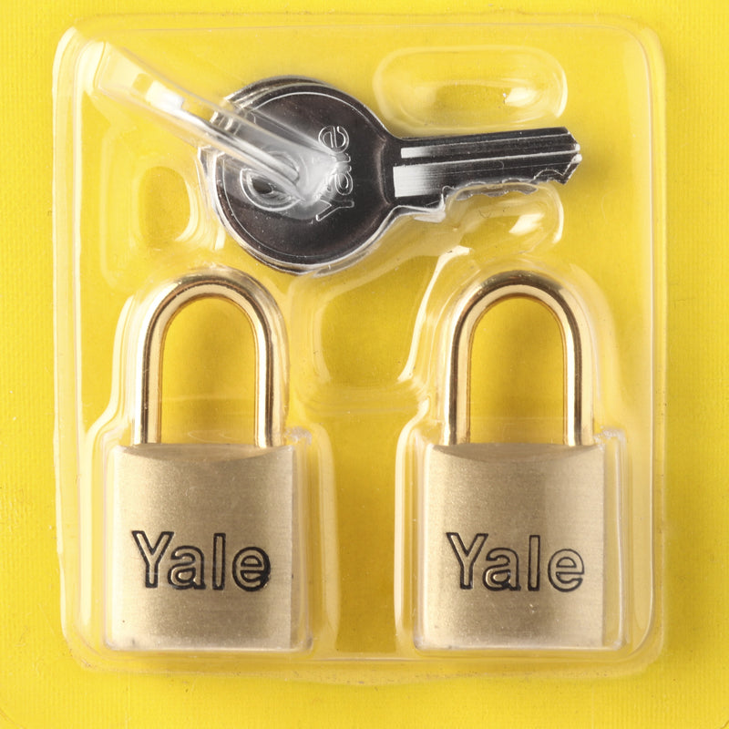 Yale 2Pcs. 15mm Solid Brass Travel Luggage Padlock with 3Pcs. Key