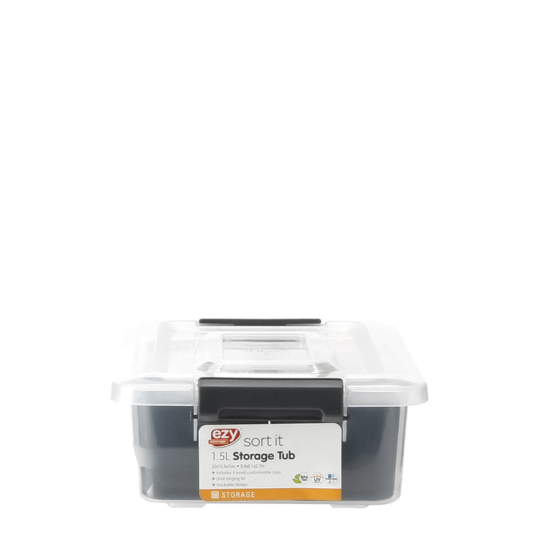 EZY Sort It 4-Compartment Plastic Container 1.5L