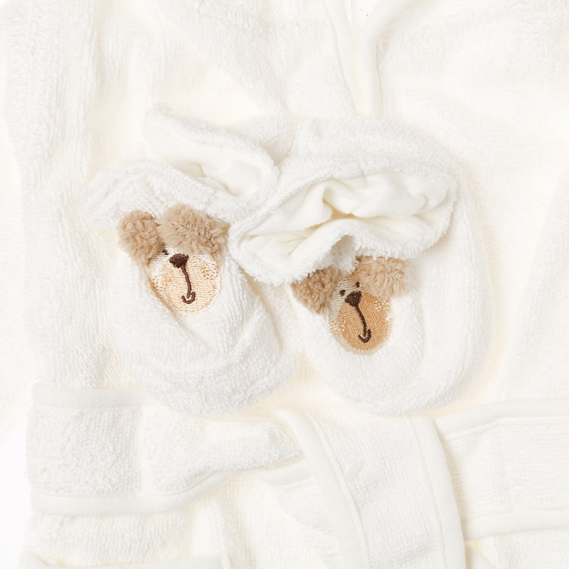 Bloom Babies Bear Bathrobe with Booties in White