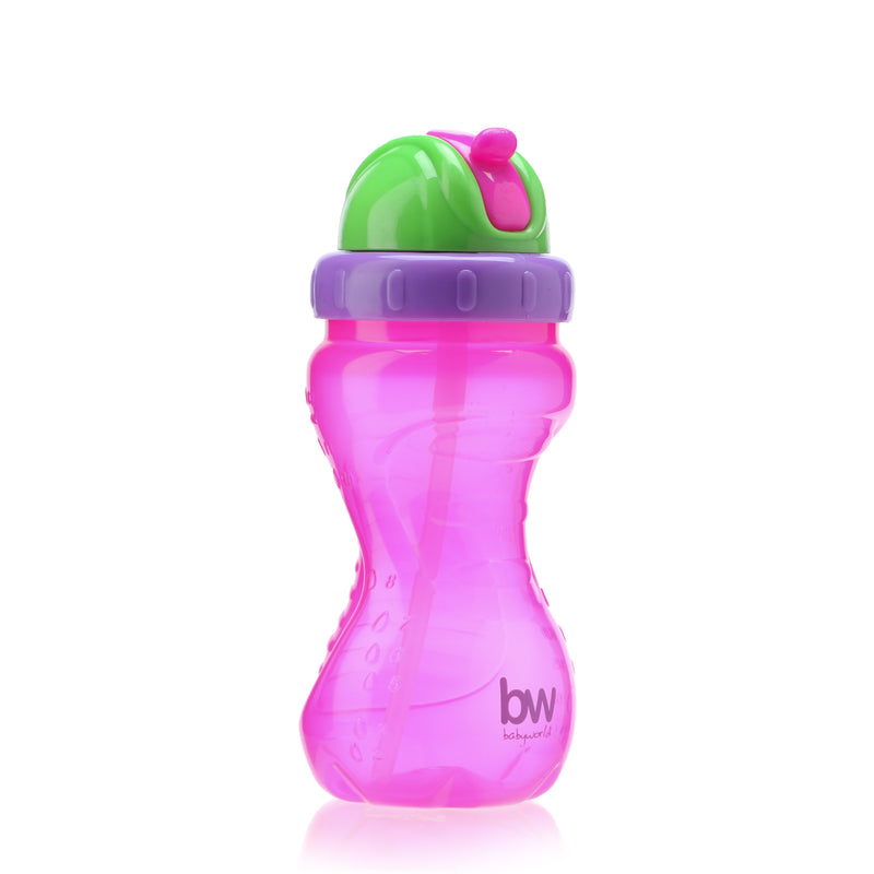 Baby World 385ml Training Straw Cup in Pink