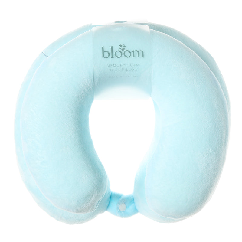 Bloom Baby & Me Memory Foam Neck 2PC Pillow in Light Blue