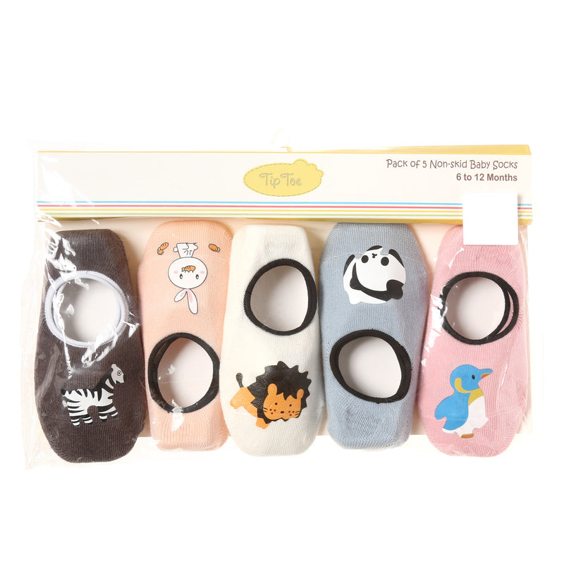 Tip Toe 5-Pack Non-Skid Baby Socks _ Animals