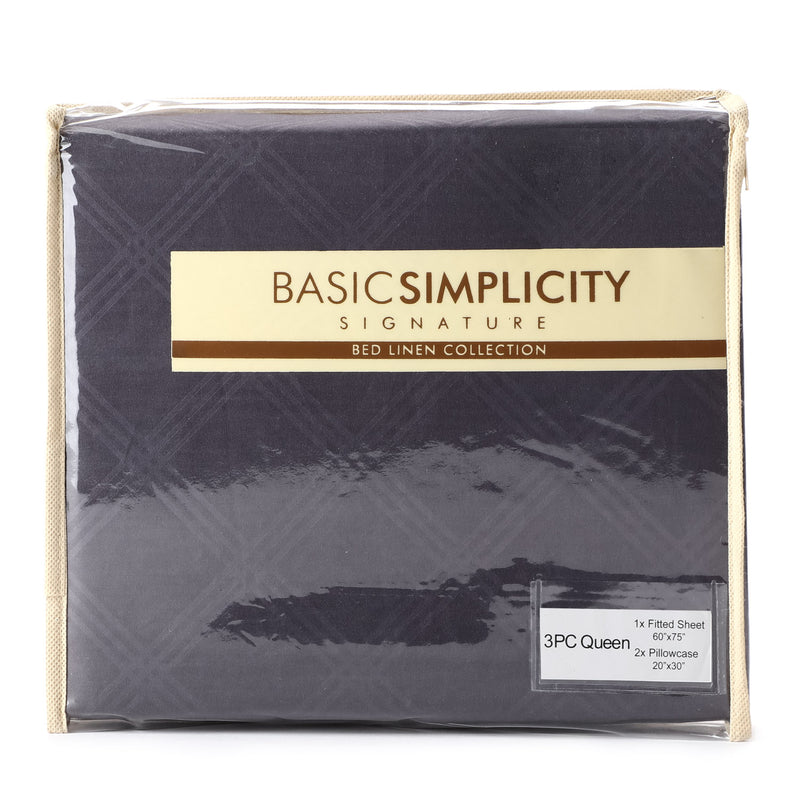 Basic Simplicity Signature Bed Linen Collection 3Pc. Queen Bedding and Pillowcase Set in Gray