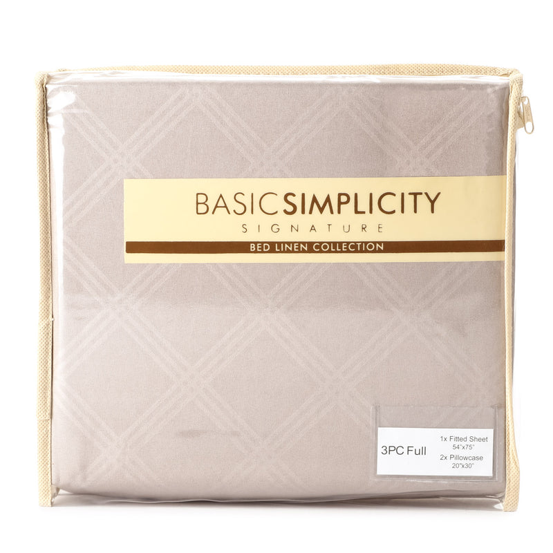 Basic Simplicity Signature Bed Linen Collection 3Pc. Full Bedding and Pillowcase Set in Khaki