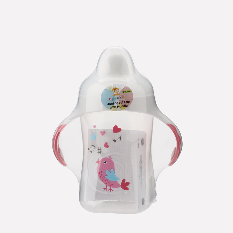 Apruva Pink Birds Hard Spout Cup with Handles