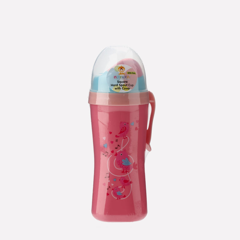 Apruva Square Hard Spout Cup with Cover - Pink