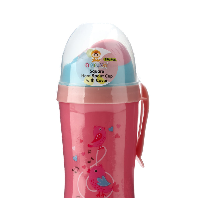 Apruva Square Hard Spout Cup with Cover - Pink