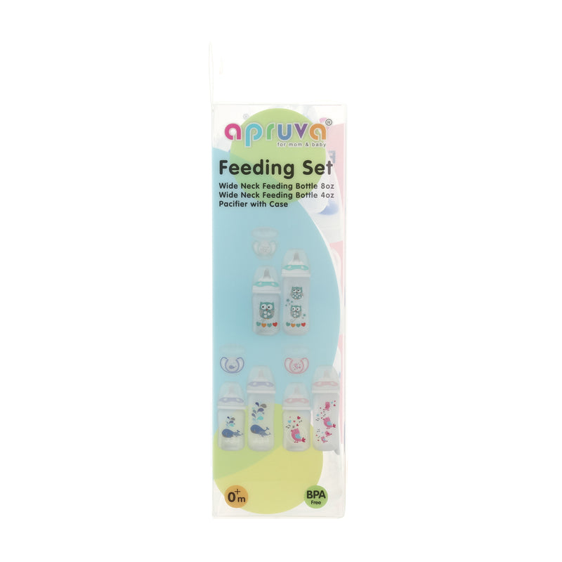 Apruva Wide Neck Feeding Bottle Gift Set - Blue