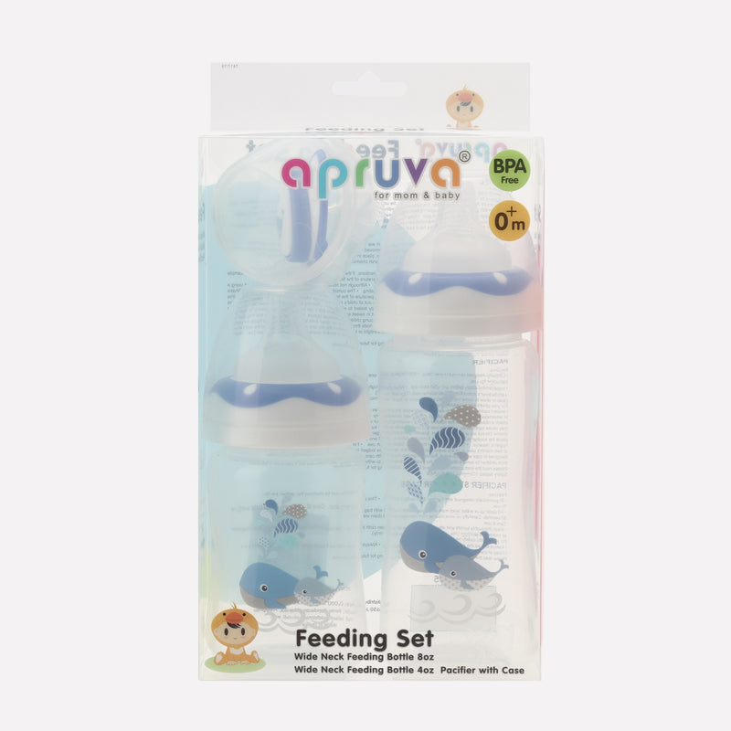 Apruva Wide Neck Feeding Bottle Gift Set - Blue