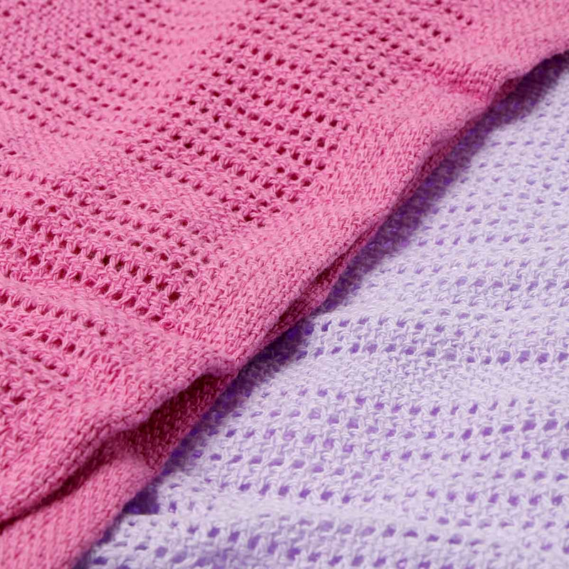 Bloom 2-piece Knitted Blanket Set 35 x 35in. _ Purple and Pink