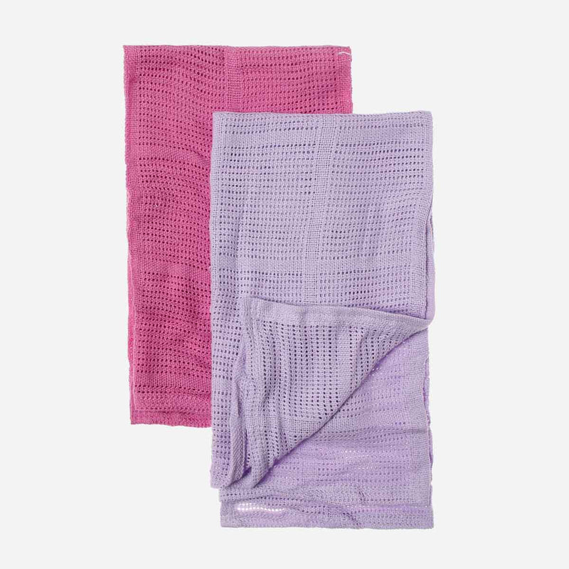 Bloom 2-piece Knitted Blanket Set 35 x 35in. _ Purple and Pink