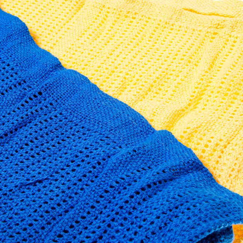 Bloom 2-piece Knitted Blanket Set 35 x 35in. _ Yellow and Blue