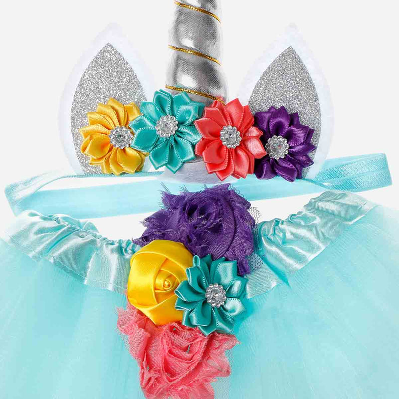 Belle & Coco 3-In-1 Unicorn Glittered Costume in Teal