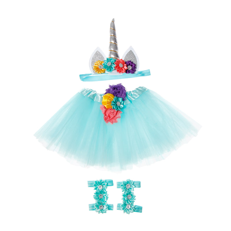 Belle & Coco 3-In-1 Unicorn Glittered Costume in Teal