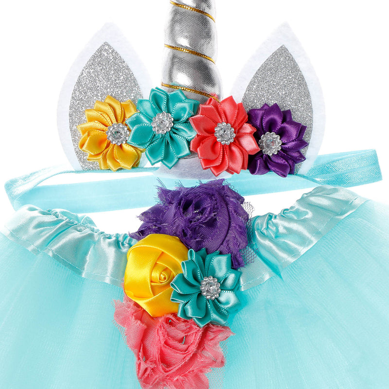 Belle & Coco 3-In-1 Unicorn Glittered Costume in Teal