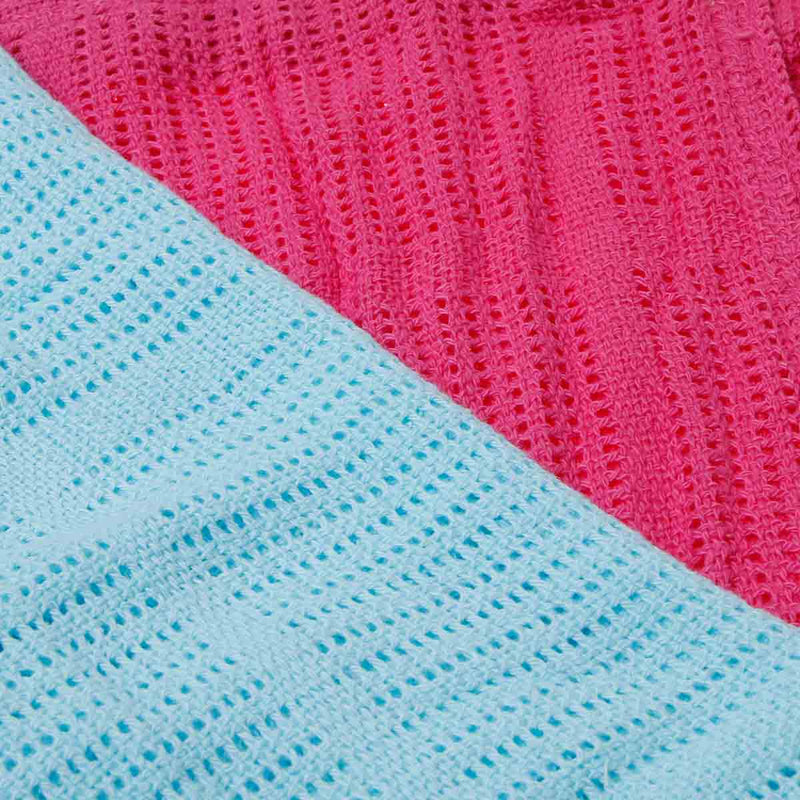 Bloom 2-piece Knitted Blanket Set 35 x 35in. _ Blue and Fuchsia