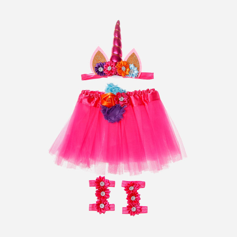 Belle & Coco 3-In-1 Unicorn Glittered Costume in Fuchsia