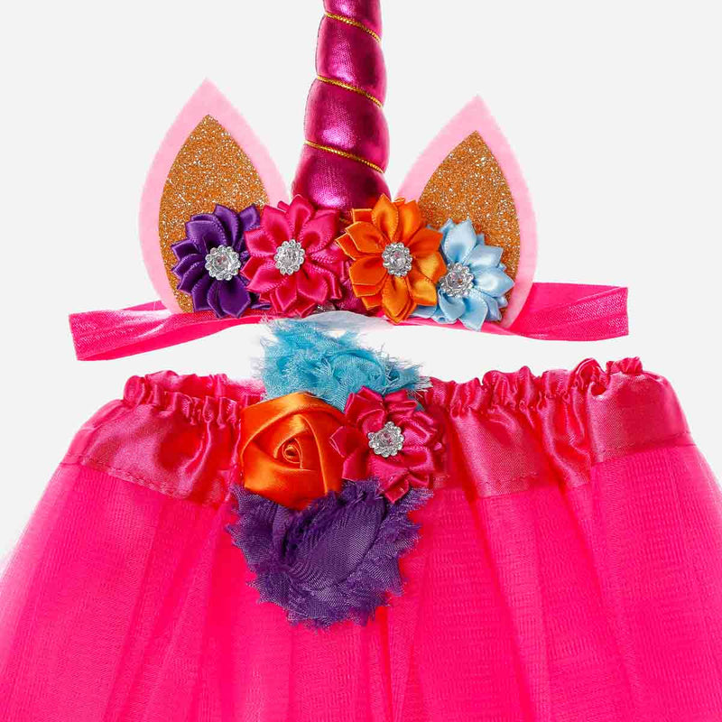 Belle & Coco 3-In-1 Unicorn Glittered Costume in Fuchsia