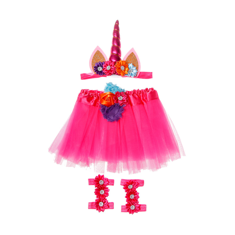 Belle & Coco 3-In-1 Unicorn Glittered Costume in Fuchsia