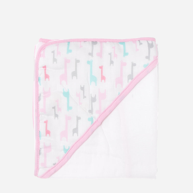 Bloom Pink Giraffes Hooded Towel 30 x 30in.