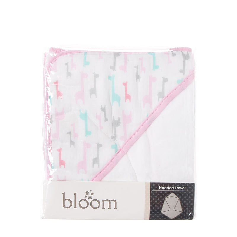 Bloom Pink Giraffes Hooded Towel 30 x 30in.