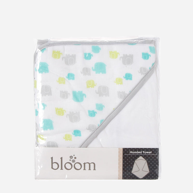 Bloom Green Elephants Hooded Towel 30 x 30in.